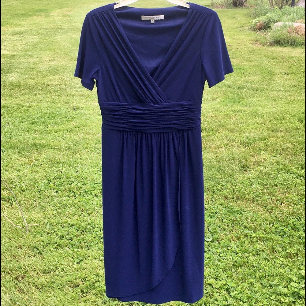 EVAN PICONE CLASSIC NAVY SURPLICE BODY DRESS